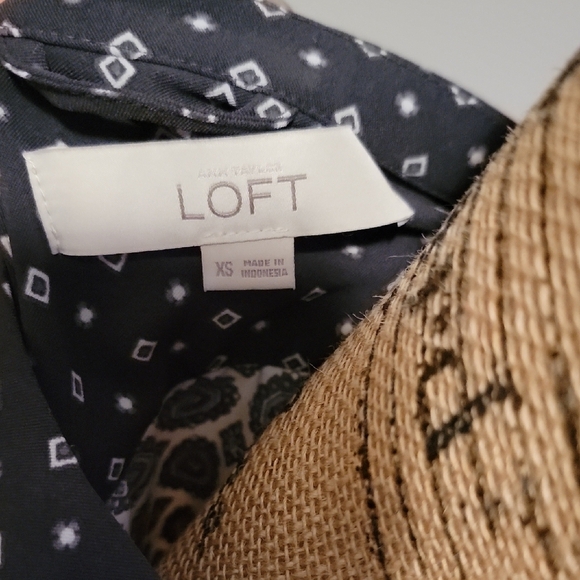 LOFT Black and White Long Sleeve Dress with Mandarin Collar - Picture 2 of 4